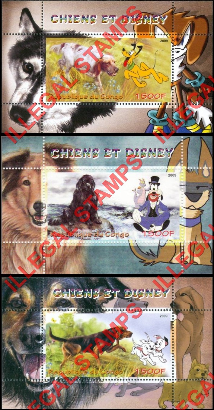 Congo Republic 2009 Dogs Disney Illegal Stamp Souvenir Sheets of 1 (Part 2) Congo Republic 2009 Dogs Disney Illegal Stamp Souvenir Sheets of 1 (Part 2)