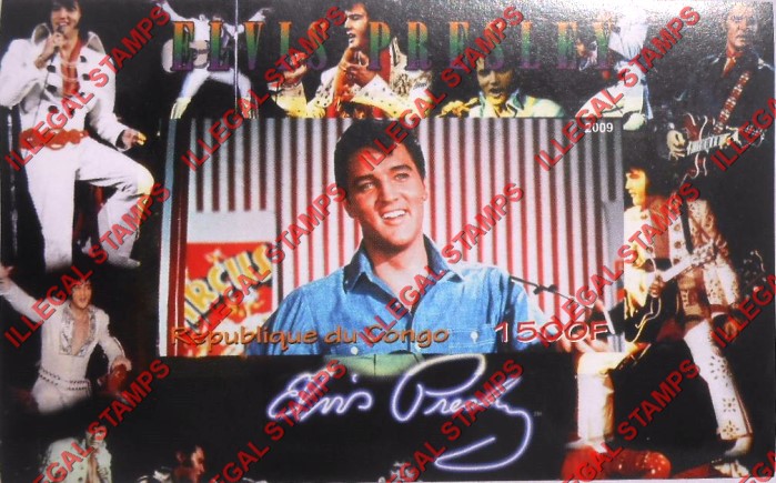 Congo Republic 2009 Elvis Presley Illegal Stamp Souvenir Sheet of 1 Congo Republic 2009 Elvis Presley Illegal Stamp Souvenir Sheet of 1
