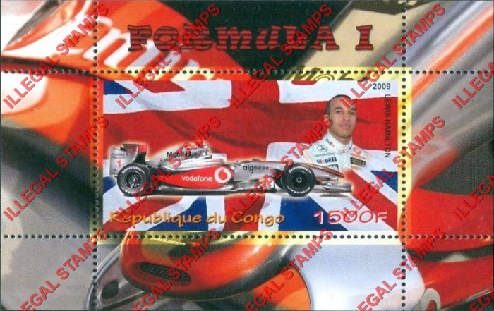Congo Republic 2009 Formula I Illegal Stamp Souvenir Sheet of 1 Congo Republic 2009 Formula I Illegal Stamp Souvenir Sheet of 1