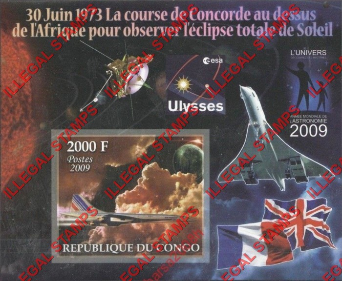 Congo Republic 2009 Space Concorde Illegal Stamp Souvenir Sheet of 1 Congo Republic 2009 Space Concorde Illegal Stamp Souvenir Sheet of 1