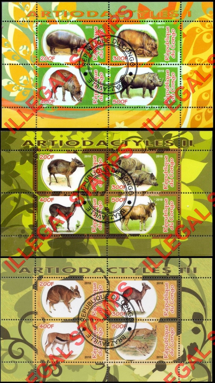 Congo Republic 2010 Animals Antiodactyles Illegal Stamp Souvenir Sheets of 4 (Part 1) Congo Republic 2010 Animals Antiodactyles Illegal Stamp Souvenir Sheets of 4 (Part 1)