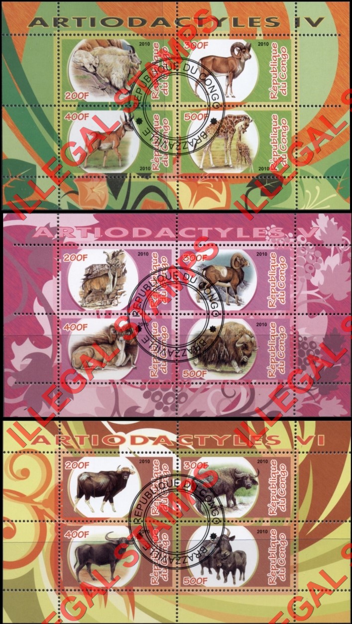 Congo Republic 2010 Animals Antiodactyles Illegal Stamp Souvenir Sheets of 4 (Part 2) Congo Republic 2010 Animals Antiodactyles Illegal Stamp Souvenir Sheets of 4 (Part 2)