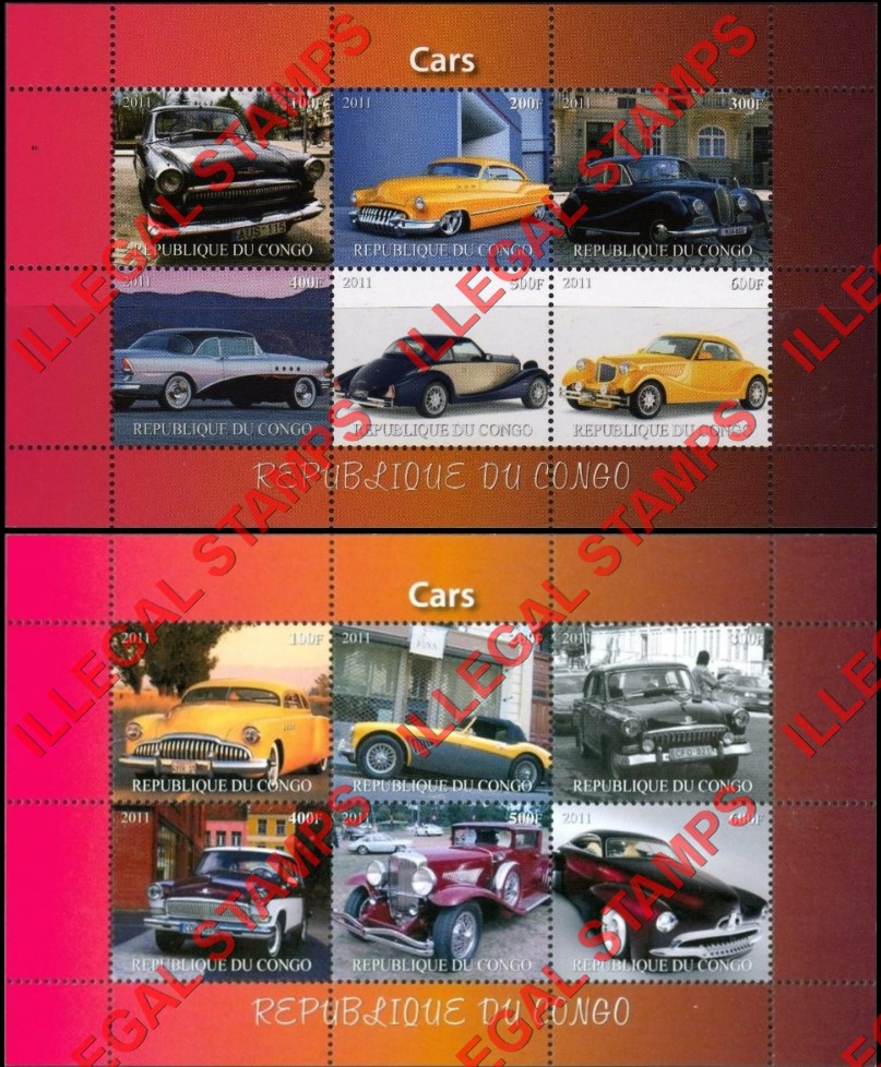 Congo Republic 2011 Cars Illegal Stamp Souvenir Sheets of 6 (Part 2) Congo Republic 2011 Cars Illegal Stamp Souvenir Sheets of 6 (Part 2)