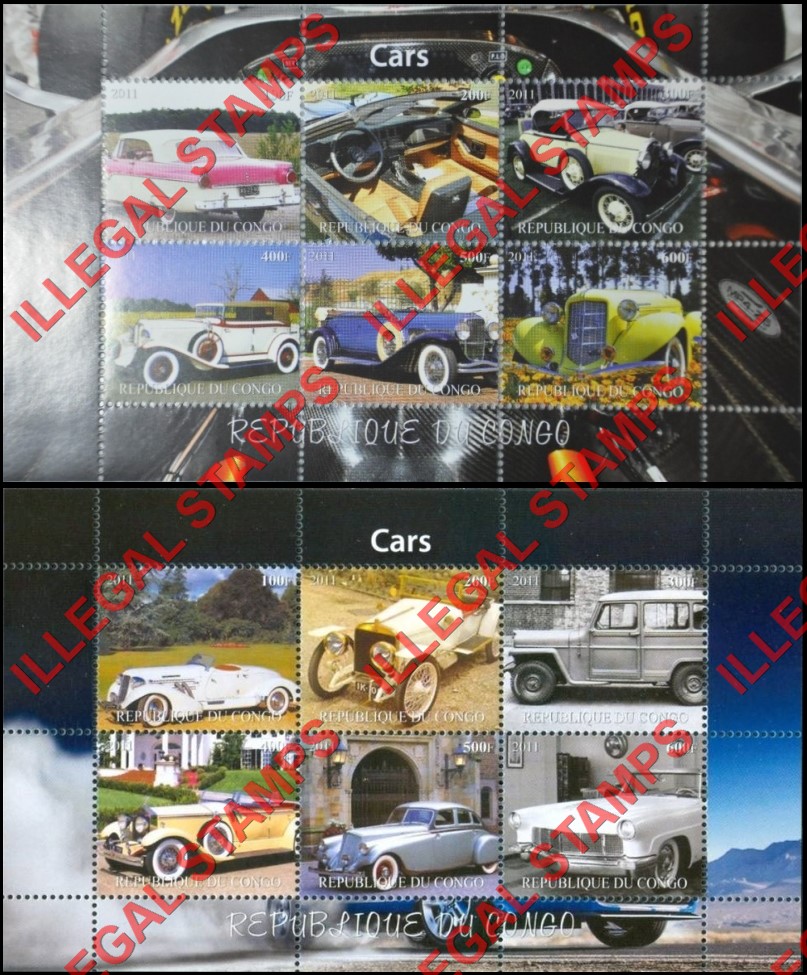 Congo Republic 2011 Cars Illegal Stamp Souvenir Sheets of 6 (Part 3) Congo Republic 2011 Cars Illegal Stamp Souvenir Sheets of 6 (Part 3)