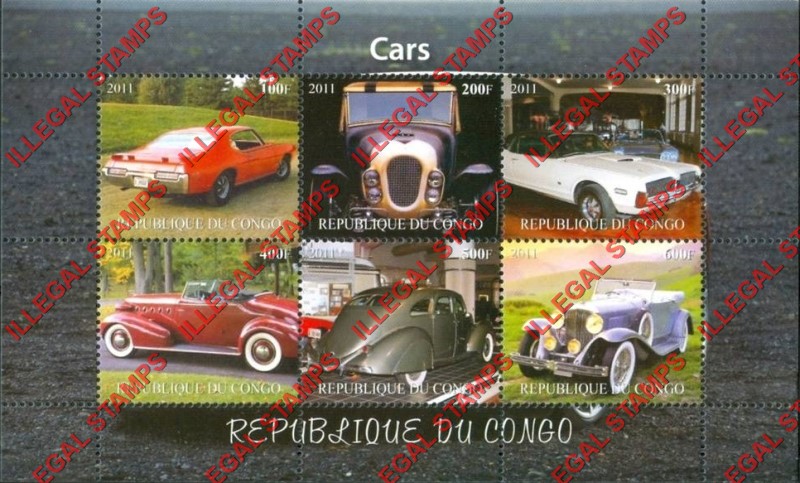 Congo Republic 2011 Cars Illegal Stamp Souvenir Sheets of 6 (Part 4) Congo Republic 2011 Cars Illegal Stamp Souvenir Sheets of 6 (Part 4)
