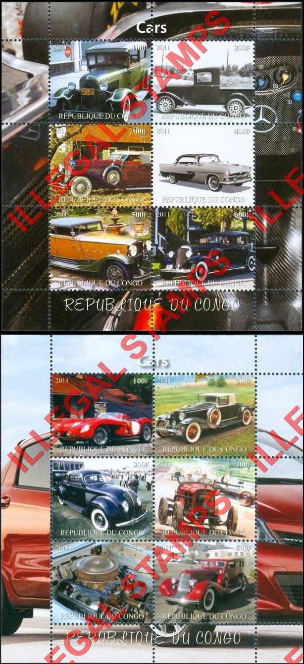 Congo Republic 2011 Cars Illegal Stamp Souvenir Sheets of 6 (Part 5) Congo Republic 2011 Cars Illegal Stamp Souvenir Sheets of 6 (Part 5)