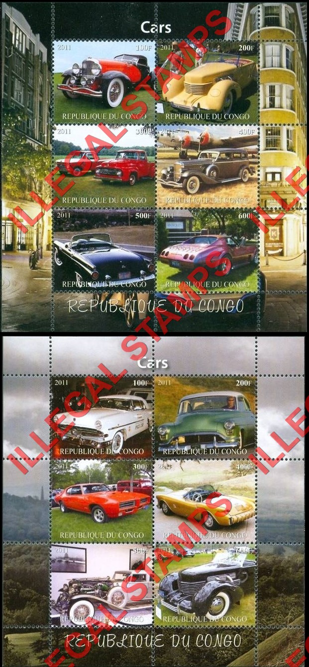 Congo Republic 2011 Cars Illegal Stamp Souvenir Sheets of 6 (Part 6) Congo Republic 2011 Cars Illegal Stamp Souvenir Sheets of 6 (Part 6)
