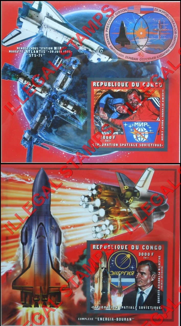 Congo Republic 2011 Russian Space Exploration Illegal Stamp Souvenir Sheets of 1 (Part 1) Congo Republic 2011 Russian Space Exploration Illegal Stamp Souvenir Sheets of 1 (Part 1)