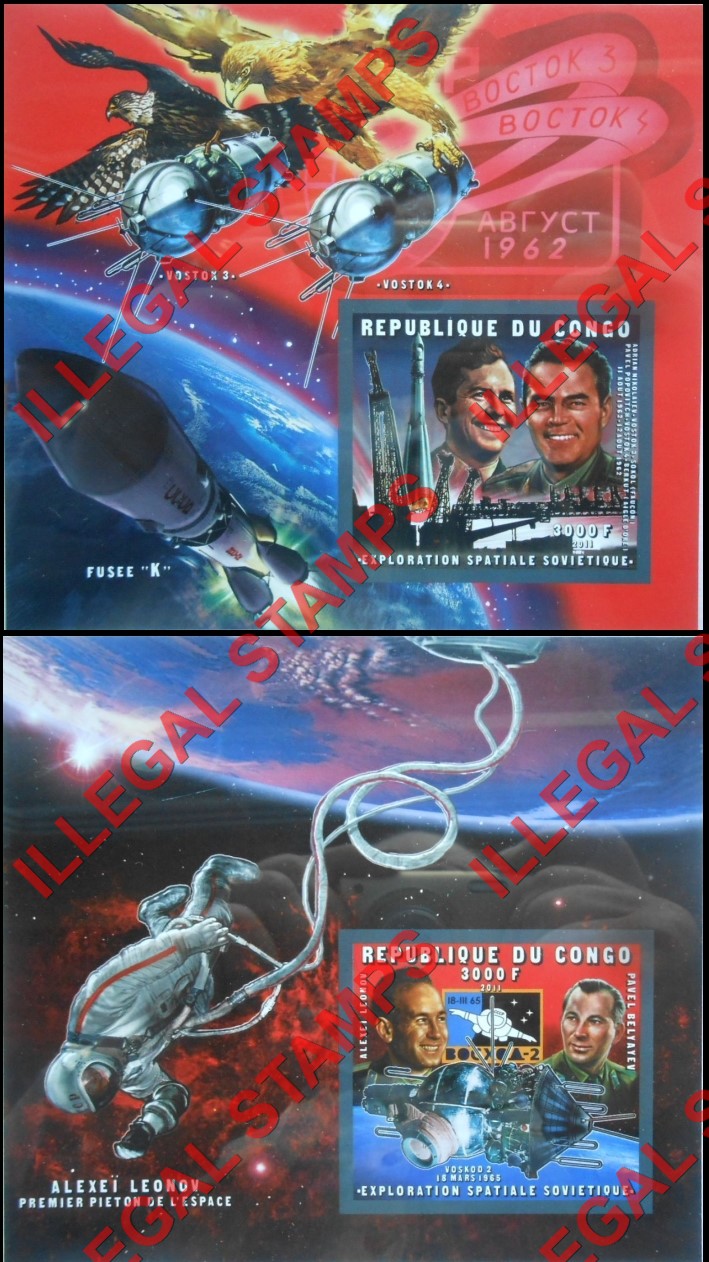Congo Republic 2011 Russian Space Exploration Illegal Stamp Souvenir Sheets of 1 (Part 2) Congo Republic 2011 Russian Space Exploration Illegal Stamp Souvenir Sheets of 1 (Part 2)