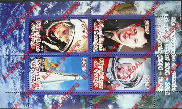 Congo Republic 2011 Space History Illegal Stamp Souvenir Sheets of 4 (Part 3) Congo Republic 2011 Space History Illegal Stamp Souvenir Sheets of 4 (Part 3)