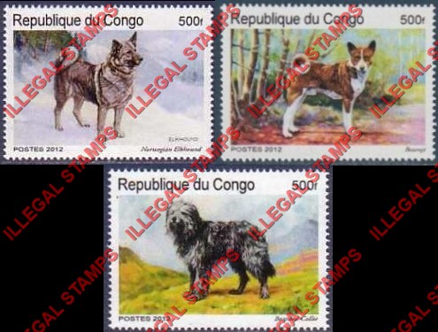 Congo Republic 2012 Dogs Illegal Stamps Congo Republic 2012 Dogs Illegal Stamps