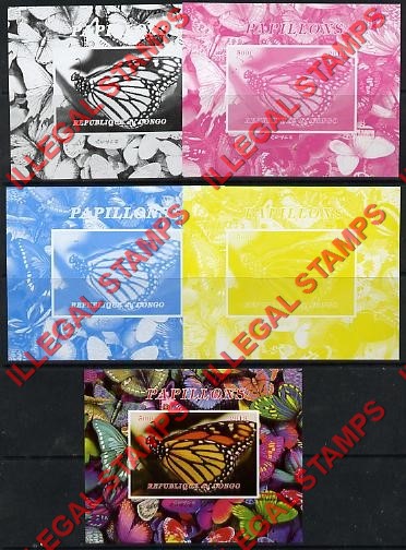 Congo Republic 2013 Butterflies Illegal Stamp Souvenir Sheet of 1 with Butterfly Background Fake Color Proofs Congo Republic 2013 Butterflies Illegal Stamp Souvenir Sheet of 1 with Butterfly Background Fake Color Proofs