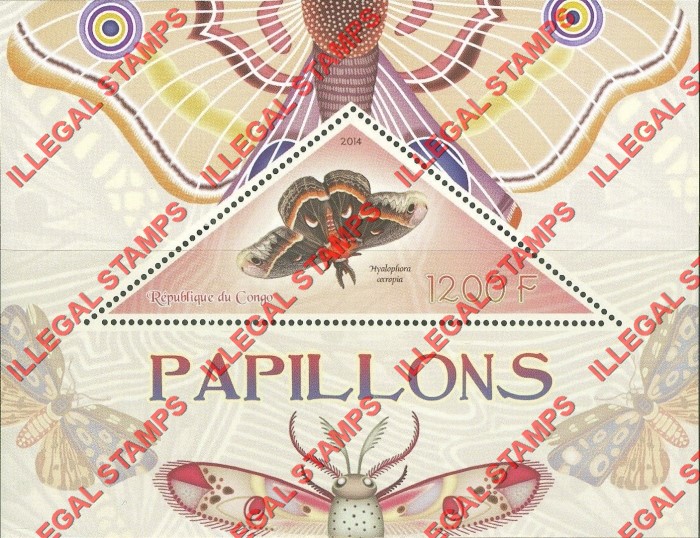 Congo Republic 2014 Butterflies Illegal Stamp Souvenir Sheet of 1 Congo Republic 2014 Butterflies Illegal Stamp Souvenir Sheet of 1