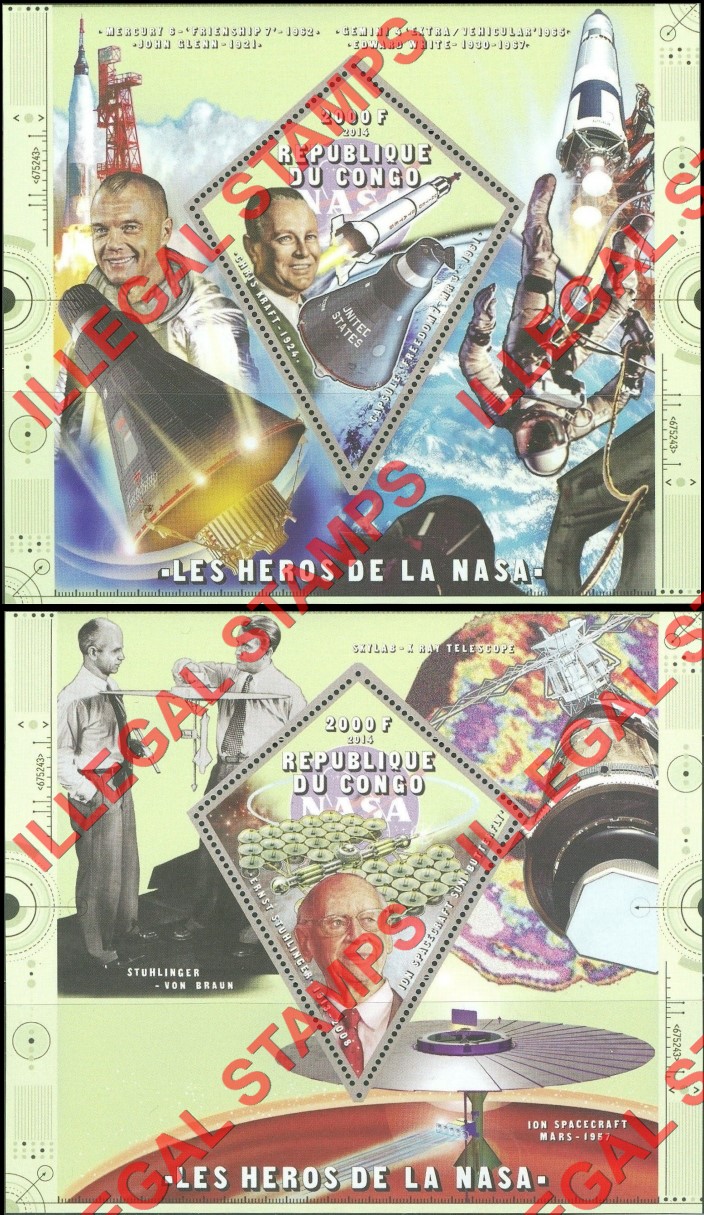 Congo Republic 2014 Heroes of NASA Illegal Stamp Souvenir Sheets of 1 (Part 1) Congo Republic 2014 Heroes of NASA Illegal Stamp Souvenir Sheets of 1 (Part 1)