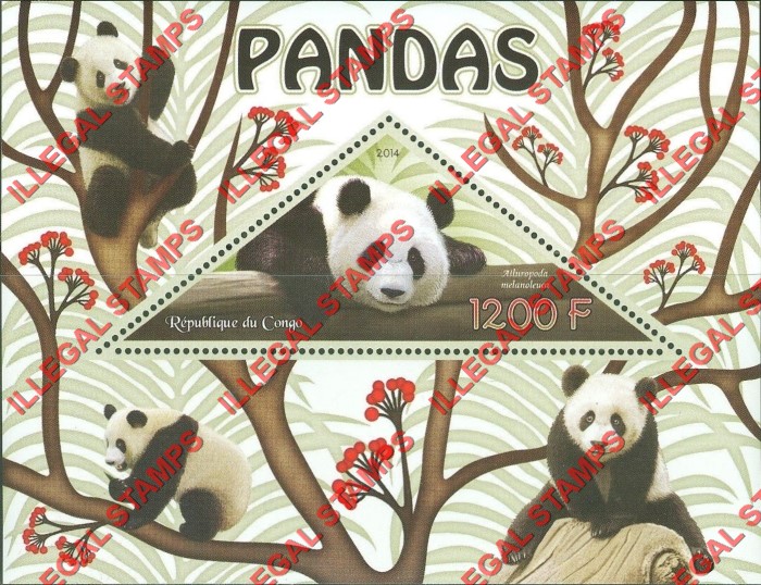 Congo Republic 2014 Pandas Illegal Stamp Souvenir Sheet of 1 Congo Republic 2014 Pandas Illegal Stamp Souvenir Sheet of 1