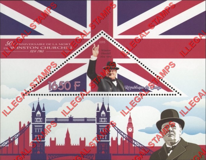 Congo Republic 2015 Winston Churchill Death Anniversary Illegal Stamp Souvenir Sheet of 1 Congo Republic 2015 Winston Churchill Death Anniversary Illegal Stamp Souvenir Sheet of 1