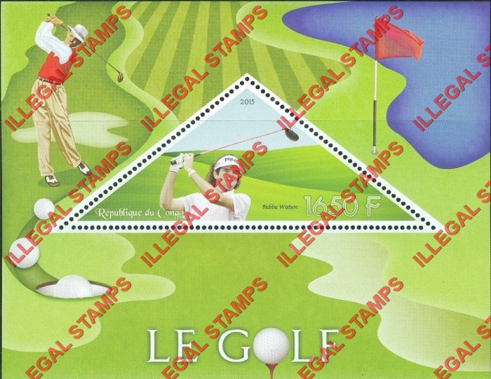 Congo Republic 2015 Golf Illegal Stamp Souvenir Sheet of 1 Congo Republic 2015 Golf Illegal Stamp Souvenir Sheet of 1