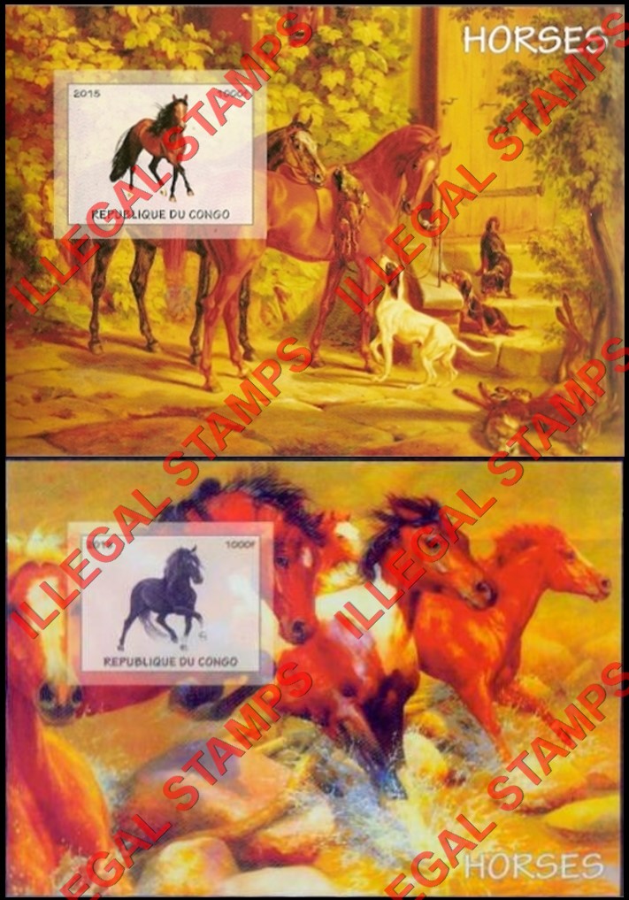 Congo Republic 2015 Horses Illegal Stamp Souvenir Sheets of 1 (Part 1) Congo Republic 2015 Horses Illegal Stamp Souvenir Sheets of 1 (Part 1)