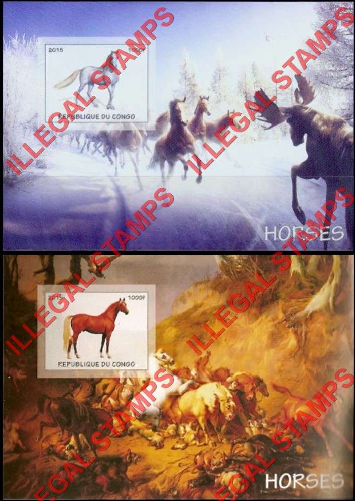 Congo Republic 2015 Horses Illegal Stamp Souvenir Sheets of 1 (Part 2) Congo Republic 2015 Horses Illegal Stamp Souvenir Sheets of 1 (Part 2)