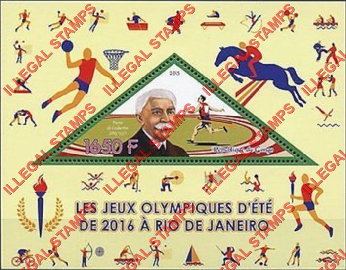 Congo Republic 2015 Olympic Games Illegal Stamp Souvenir Sheet of 1 Congo Republic 2015 Olympic Games Illegal Stamp Souvenir Sheet of 1