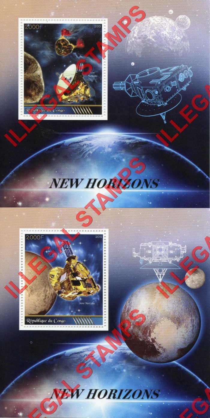 Congo Republic 2015 Space New Horizons Illegal Stamp Souvenir Sheets of 1 Congo Republic 2015 Space New Horizons Illegal Stamp Souvenir Sheets of 1