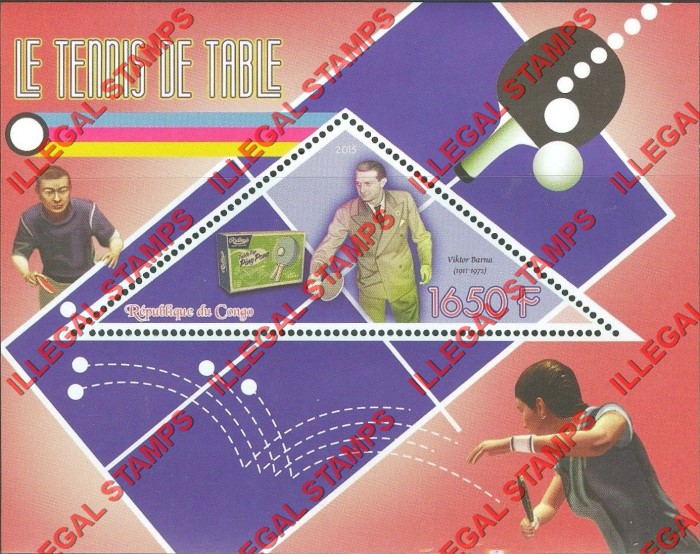Congo Republic 2015 Table Tennis Illegal Stamp Souvenir Sheet of 1 Congo Republic 2015 Table Tennis Illegal Stamp Souvenir Sheet of 1