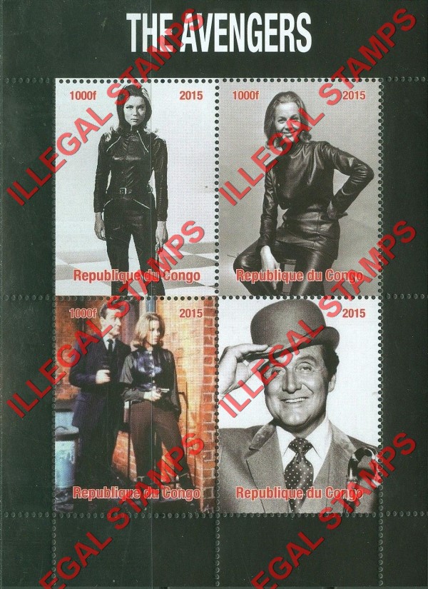 Congo Republic 2015 The Avengers Illegal Stamp Souvenir Sheet of 4 Congo Republic 2015 The Avengers Illegal Stamp Souvenir Sheet of 4