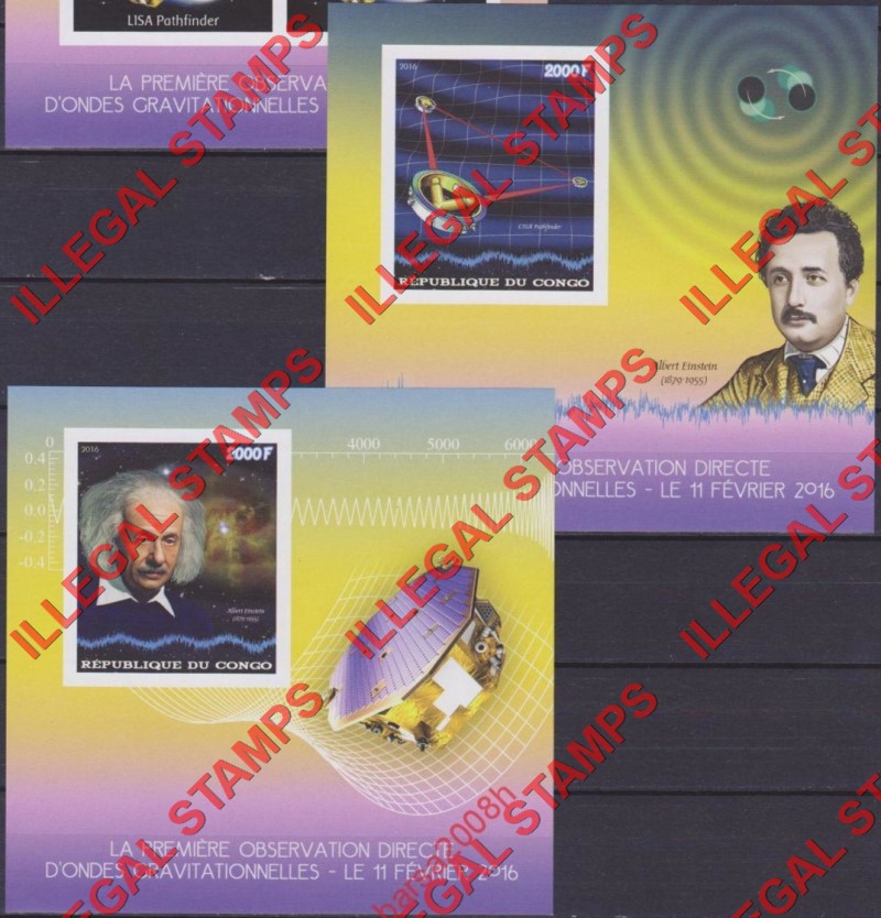 Congo Republic 2016 Albert Einstein Pathfinder Illegal Stamp Souvenir Sheets of 1 Congo Republic 2016 Albert Einstein Pathfinder Illegal Stamp Souvenir Sheets of 1