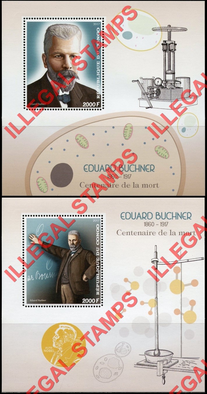 Congo Republic 2017 Eduard Buchner Illegal Stamp Souvenir Sheets of 1 Congo Republic 2017 Eduard Buchner Illegal Stamp Souvenir Sheets of 1