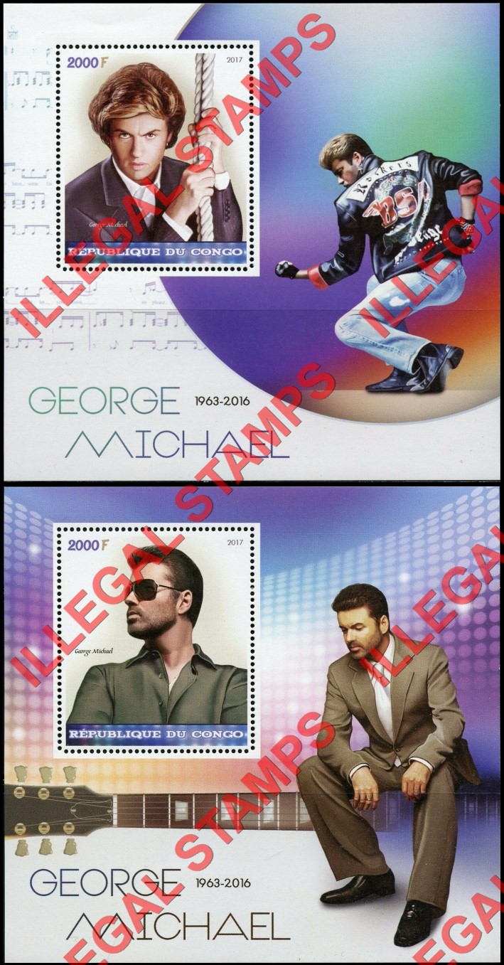 Congo Republic 2017 George Michael Illegal Stamp Souvenir Sheets of 1 Congo Republic 2017 George Michael Illegal Stamp Souvenir Sheets of 1