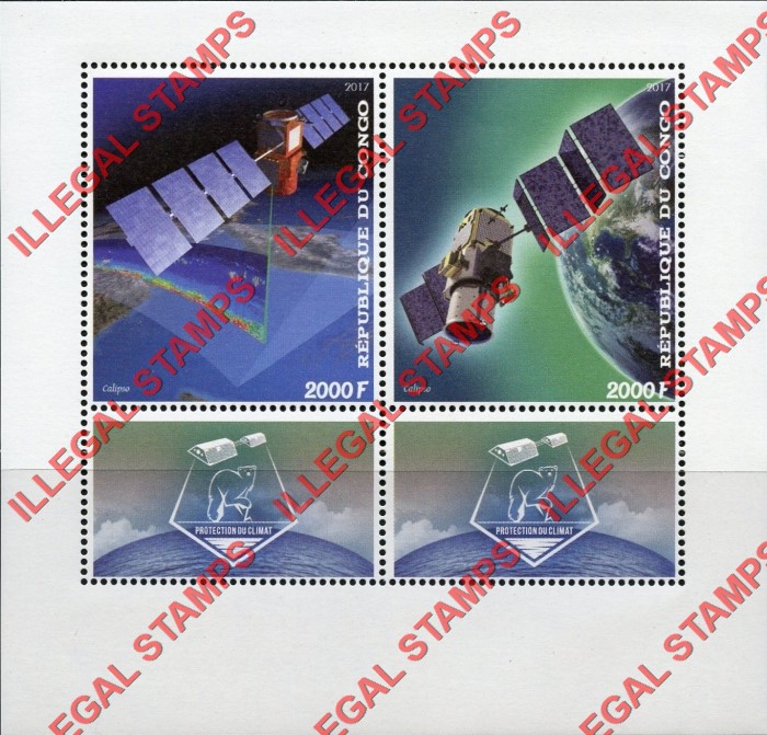 Congo Republic 2017 Space Calipso Illegal Stamp Souvenir Sheet of 2 Congo Republic 2017 Space Calipso Illegal Stamp Souvenir Sheet of 2