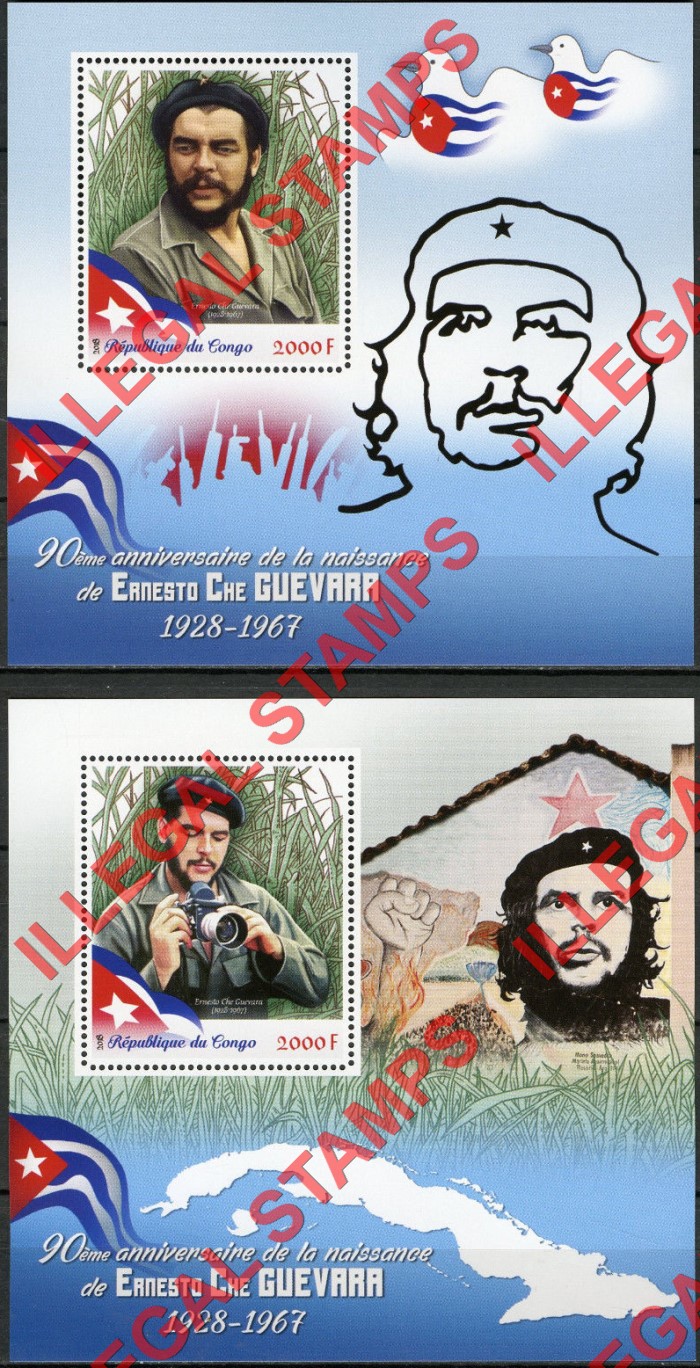 Congo Republic 2018 Ernesto Che Guevara Illegal Stamp Souvenir Sheets of 1 Congo Republic 2018 Ernesto Che Guevara Illegal Stamp Souvenir Sheets of 1