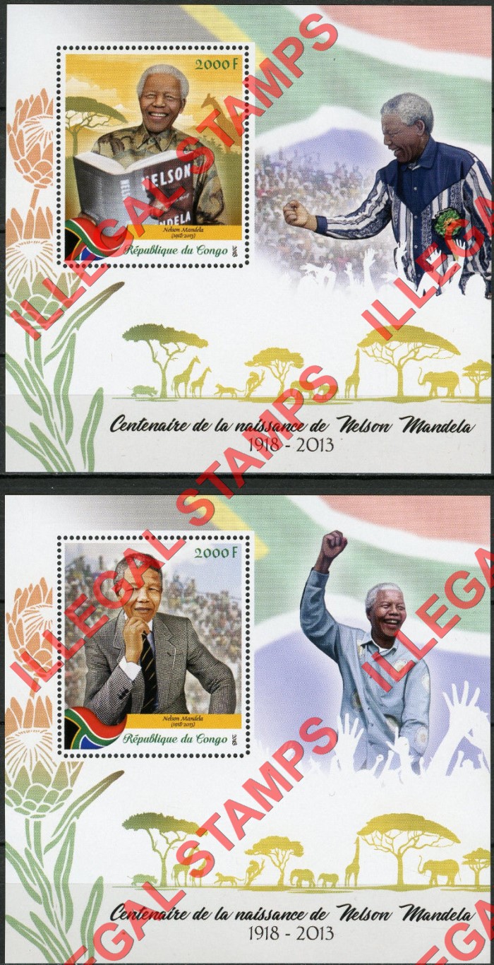 Congo Republic 2018 Nelson Mandela Illegal Stamp Souvenir Sheets of 1 Congo Republic 2018 Nelson Mandela Illegal Stamp Souvenir Sheets of 1