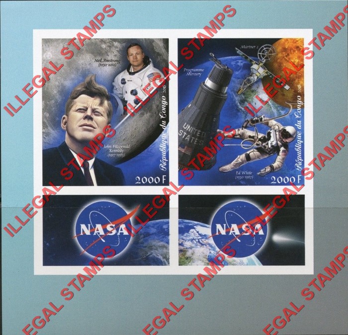 Congo Republic 2018 NASA Illegal Stamp Souvenir Sheet of 2 Congo Republic 2018 NASA Illegal Stamp Souvenir Sheet of 2