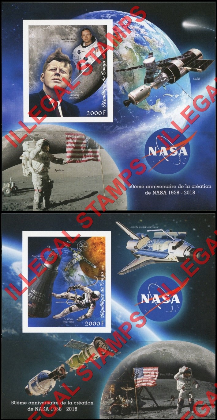 Congo Republic 2018 NASA Illegal Stamp Souvenir Sheets of 1 Congo Republic 2018 NASA Illegal Stamp Souvenir Sheets of 1