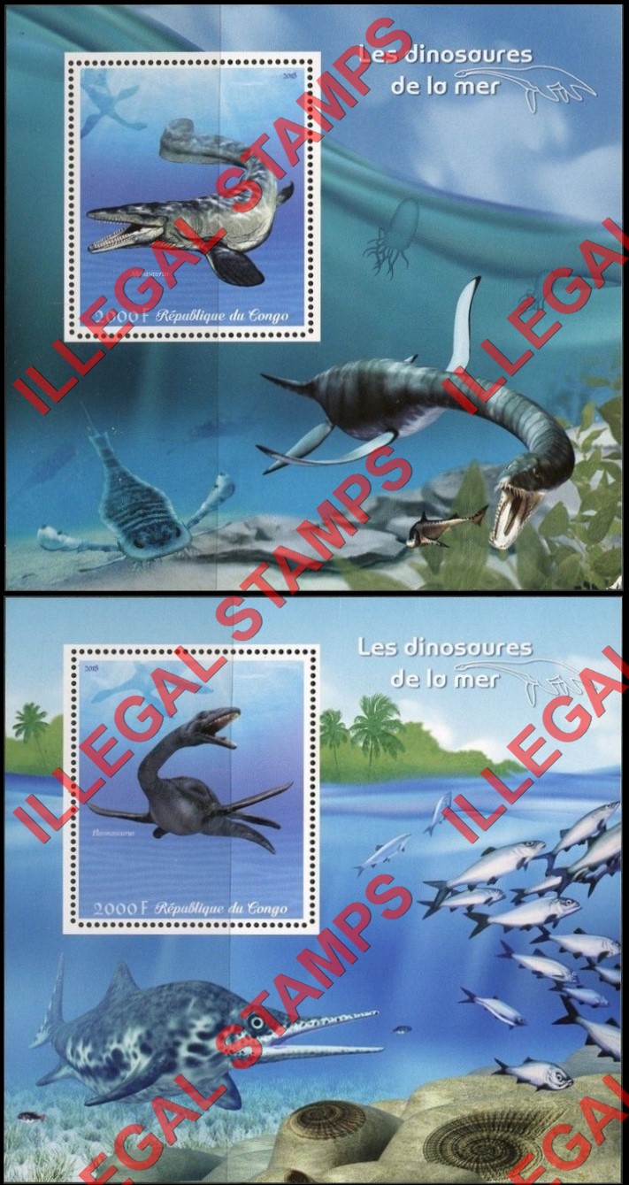 Congo Republic 2018 Prehistoric Marine Life Illegal Stamp Souvenir Sheets of 1 Congo Republic 2018 Prehistoric Marine Life Illegal Stamp Souvenir Sheets of 1