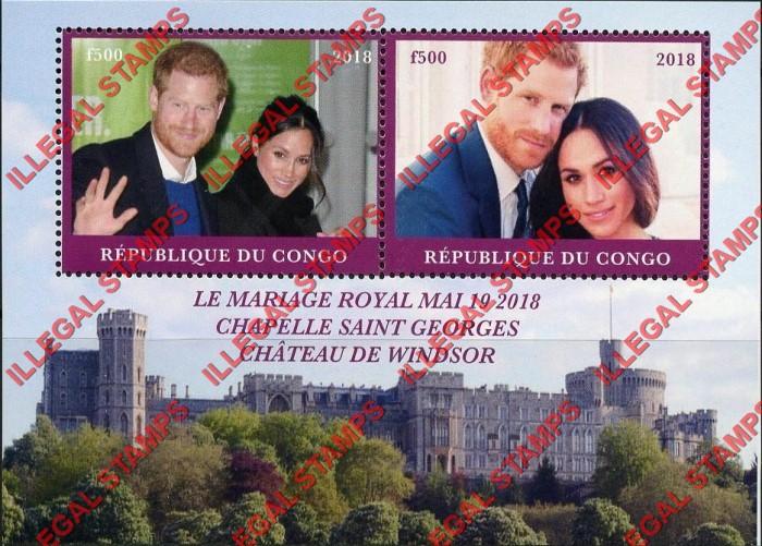 Congo Republic 2018 Royal Marriage Illegal Stamp Souvenir Sheet of 2 Congo Republic 2018 Royal Marriage Illegal Stamp Souvenir Sheet of 2