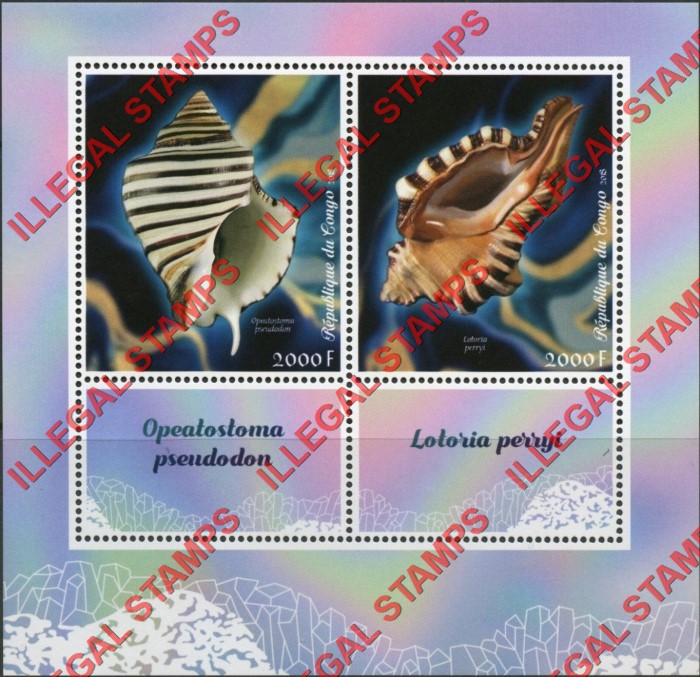Congo Republic 2018 Seashells Illegal Stamp Souvenir Sheet of 2 Congo Republic 2018 Seashells Illegal Stamp Souvenir Sheet of 2