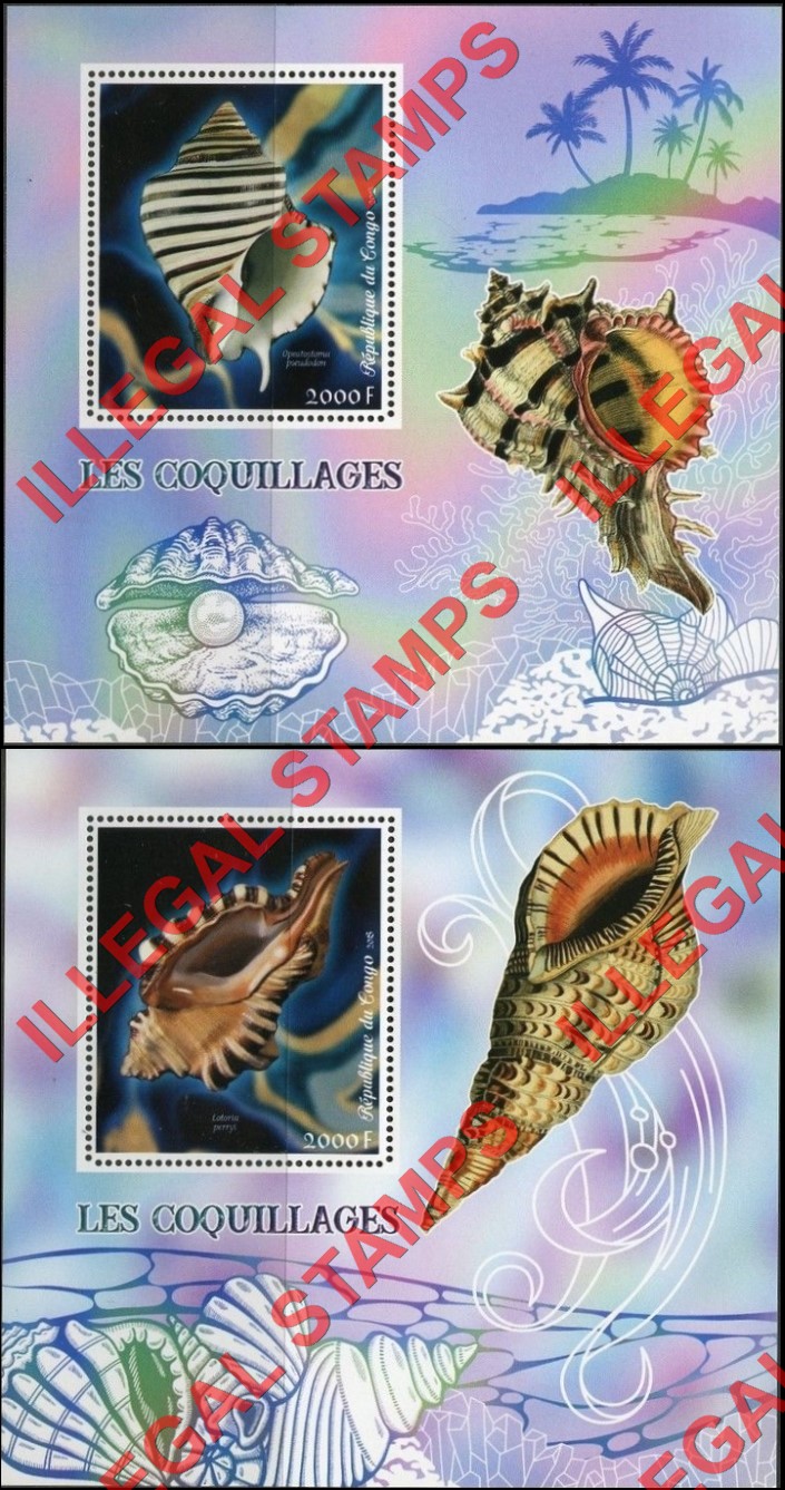 Congo Republic 2018 Seashells Illegal Stamp Souvenir Sheets of 1 Congo Republic 2018 Seashells Illegal Stamp Souvenir Sheets of 1