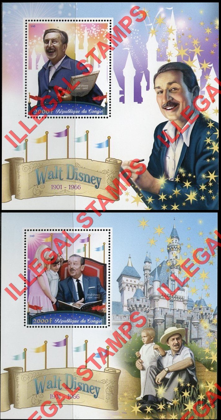 Congo Republic 2018 Walt Disney Illegal Stamp Souvenir Sheets of 1 Congo Republic 2018 Walt Disney Illegal Stamp Souvenir Sheets of 1