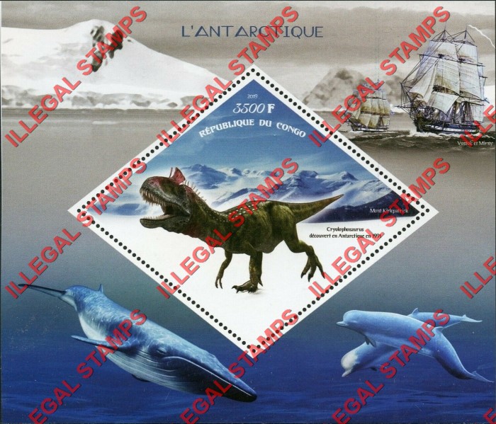 Congo Republic 2019 Antarctica Illegal Stamp Souvenir Sheet of 1 Congo Republic 2019 Antarctica Illegal Stamp Souvenir Sheet of 1