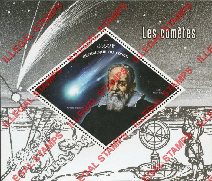 Congo Republic 2019 Comets Illegal Stamp Souvenir Sheet of 1 Congo Republic 2019 Comets Illegal Stamp Souvenir Sheet of 1