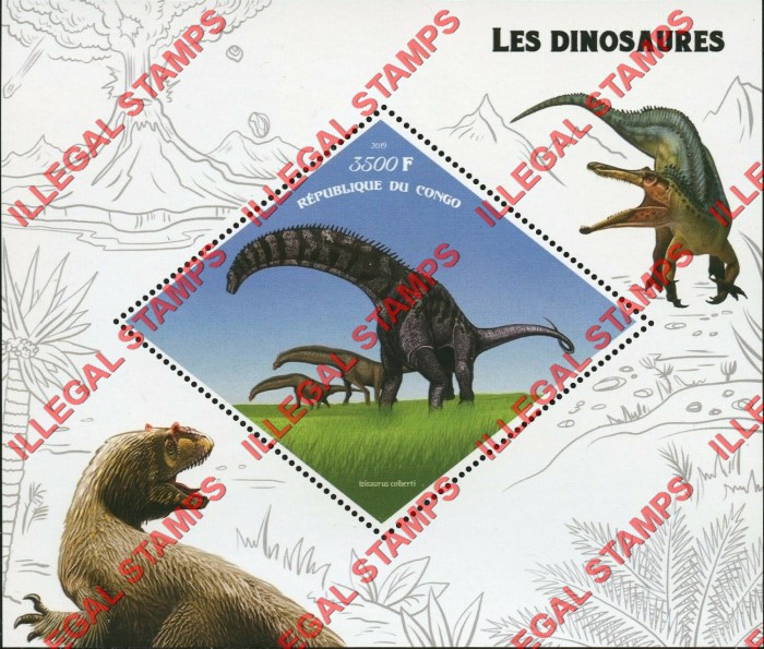 Congo Republic 2019 Dinosaurs Illegal Stamp Souvenir Sheet of 1 Congo Republic 2019 Dinosaurs Illegal Stamp Souvenir Sheet of 1