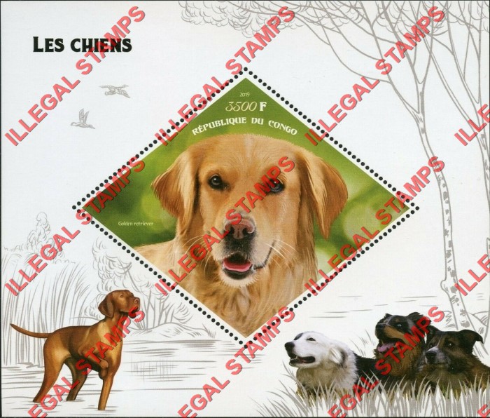 Congo Republic 2019 Dogs Illegal Stamp Souvenir Sheet of 1 Congo Republic 2019 Dogs Illegal Stamp Souvenir Sheet of 1