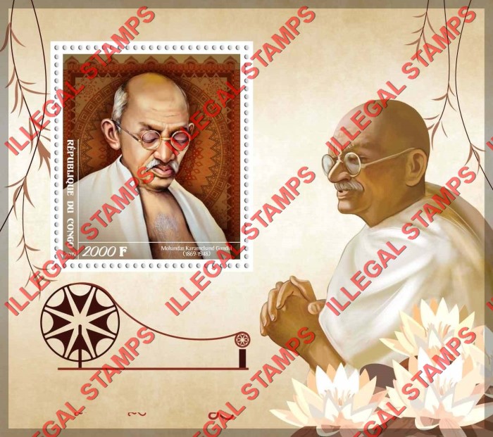 Congo Republic 2019 Gandhi Illegal Stamp Souvenir Sheet of 1 Congo Republic 2019 Gandhi Illegal Stamp Souvenir Sheet of 1