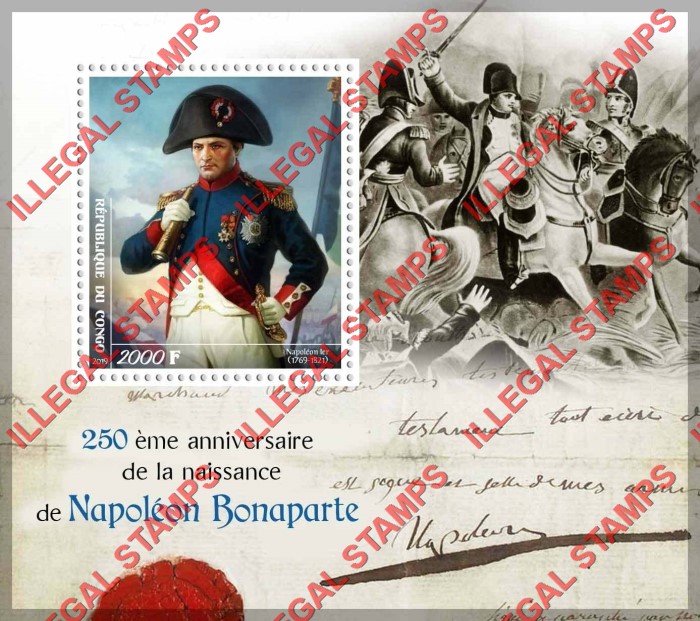 Congo Republic 2019 Napoleon Illegal Stamp Souvenir Sheet of 1 Congo Republic 2019 Napoleon Illegal Stamp Souvenir Sheet of 1