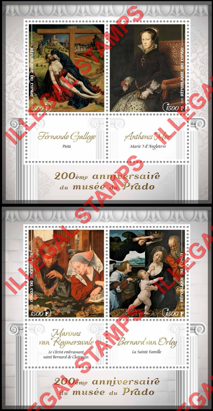 Congo Republic 2019 Paintings Prado Museum Illegal Stamp Souvenir Sheets of 2 (Part 2) Congo Republic 2019 Paintings Prado Museum Illegal Stamp Souvenir Sheets of 2 (Part 2)