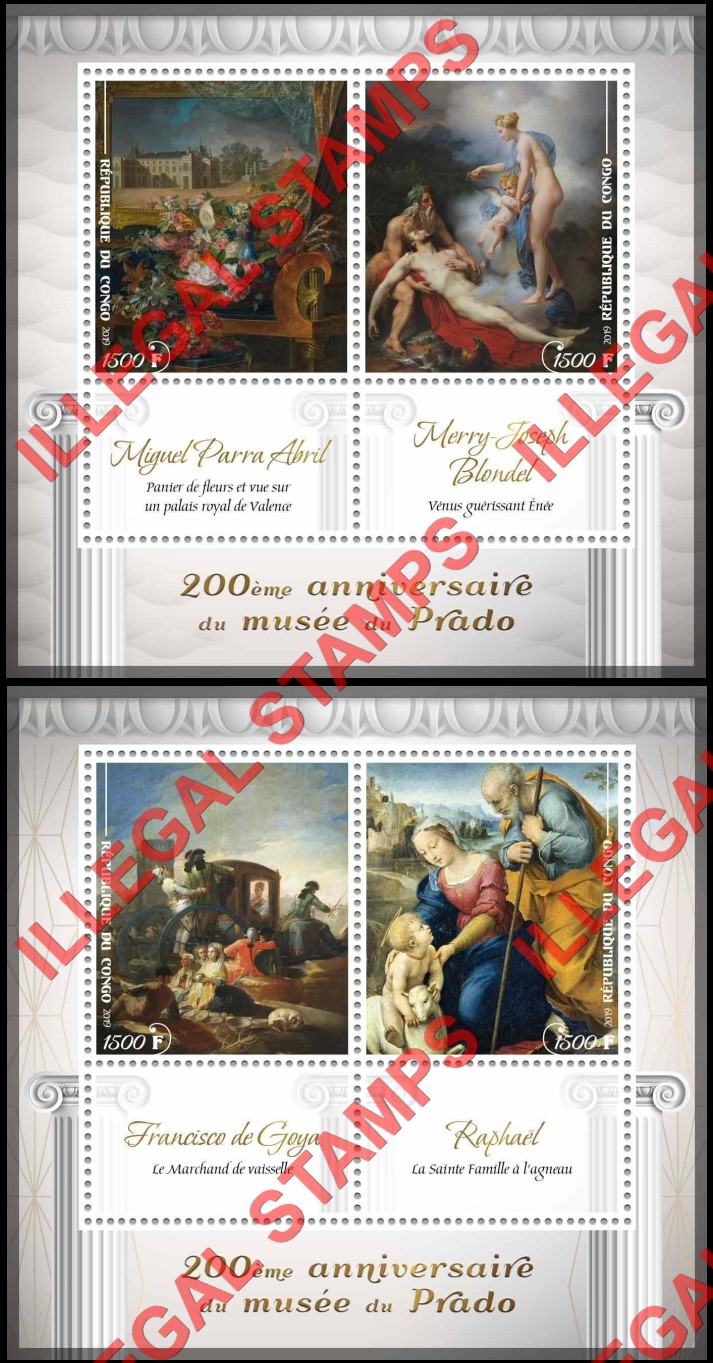 Congo Republic 2019 Paintings Prado Museum Illegal Stamp Souvenir Sheets of 2 (Part 4) Congo Republic 2019 Paintings Prado Museum Illegal Stamp Souvenir Sheets of 2 (Part 4)