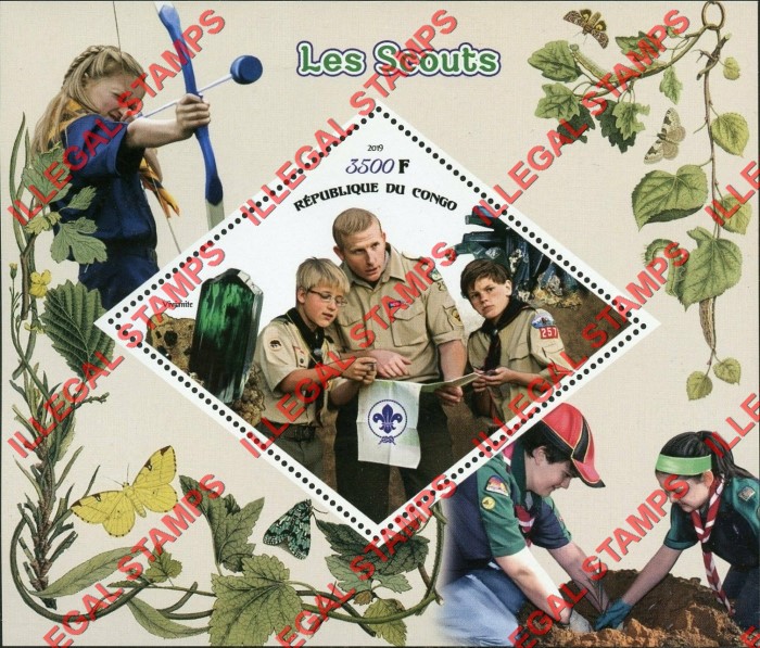Congo Republic 2019 Scouts Illegal Stamp Souvenir Sheet of 1 Congo Republic 2019 Scouts Illegal Stamp Souvenir Sheet of 1
