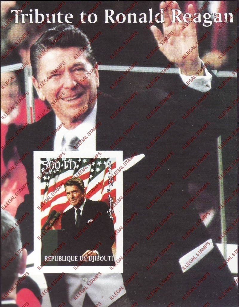 Djibouti 2004 Ronald Reagan Illegal Stamp Souvenir Sheet of 1 Djibouti 2004 Ronald Reagan Illegal Stamp Souvenir Sheet of 1